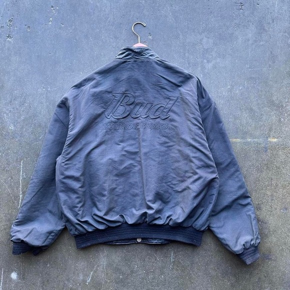 Vintage Budweiser Leather NASCAR Jacket Reversible Size Medium - Picture 6 of 6